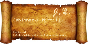 Jablonszky Mirtill névjegykártya